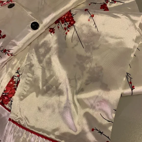 White Floral Satin PJ's Pyjama Set - Picture 8 of 8